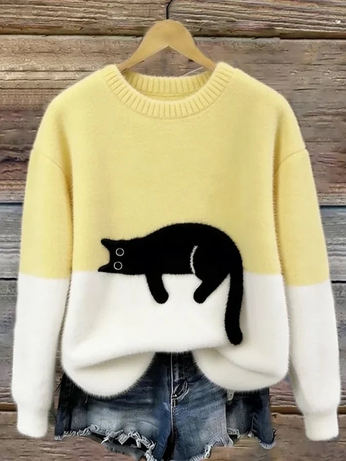Dames Trui Oversized Speels Zacht in Geel