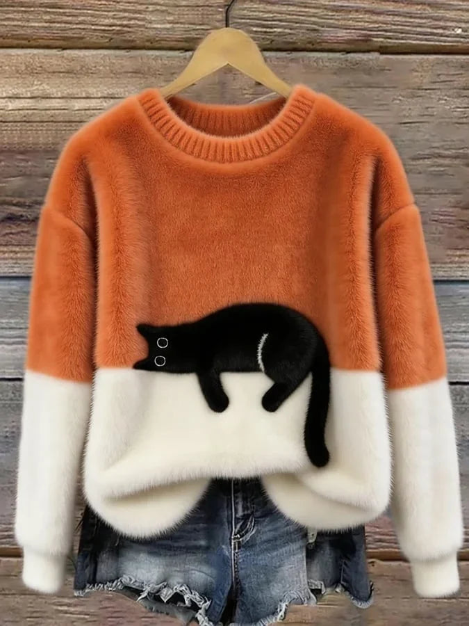 Dames Trui Oversized Speels Zacht in Oranje