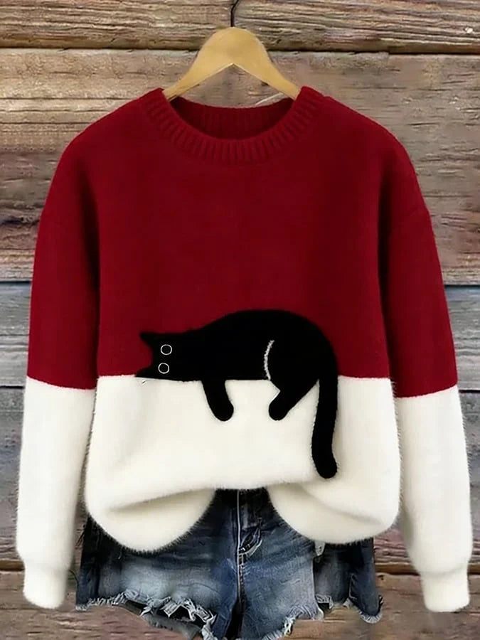 Dames Trui Oversized Speels Zacht in Rood
