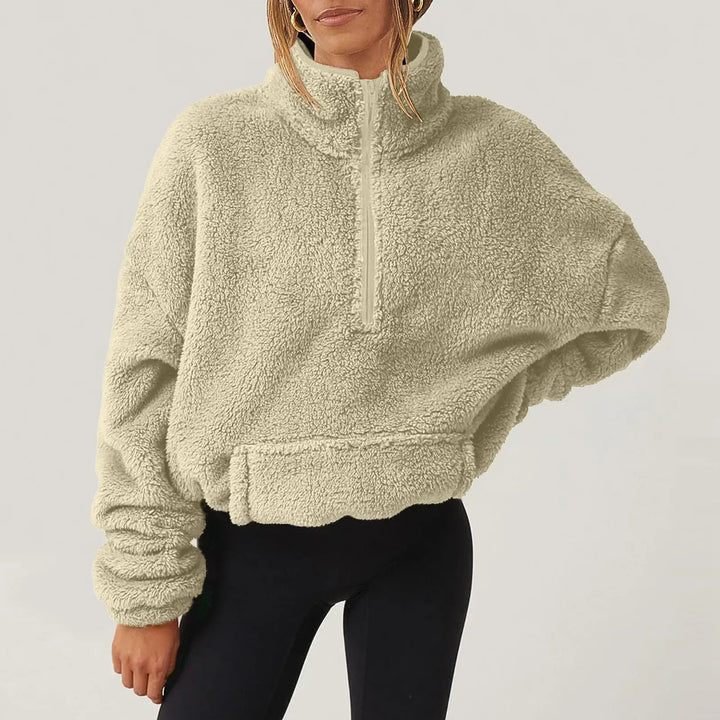 Dames Trui Ultrazacht met Halfrits in Beige