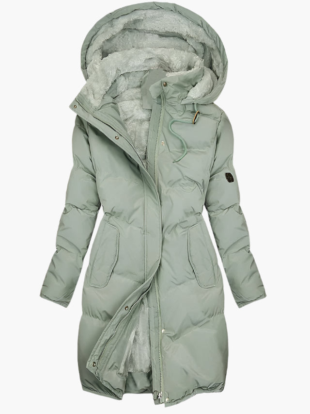 Dames Winterjas Elegante Gewatteerd met Capuchon in Groen