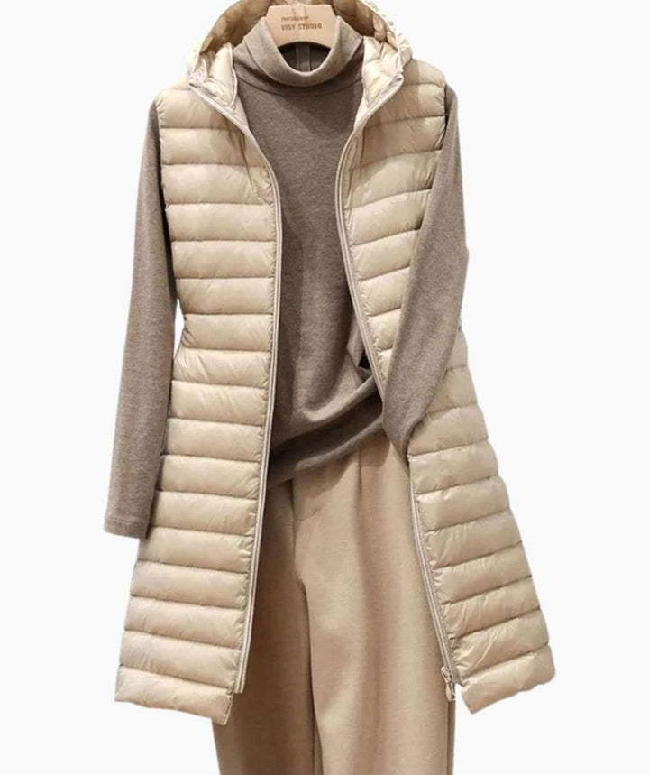 Dames winterjas gequilteerd met capuchon in Khaki