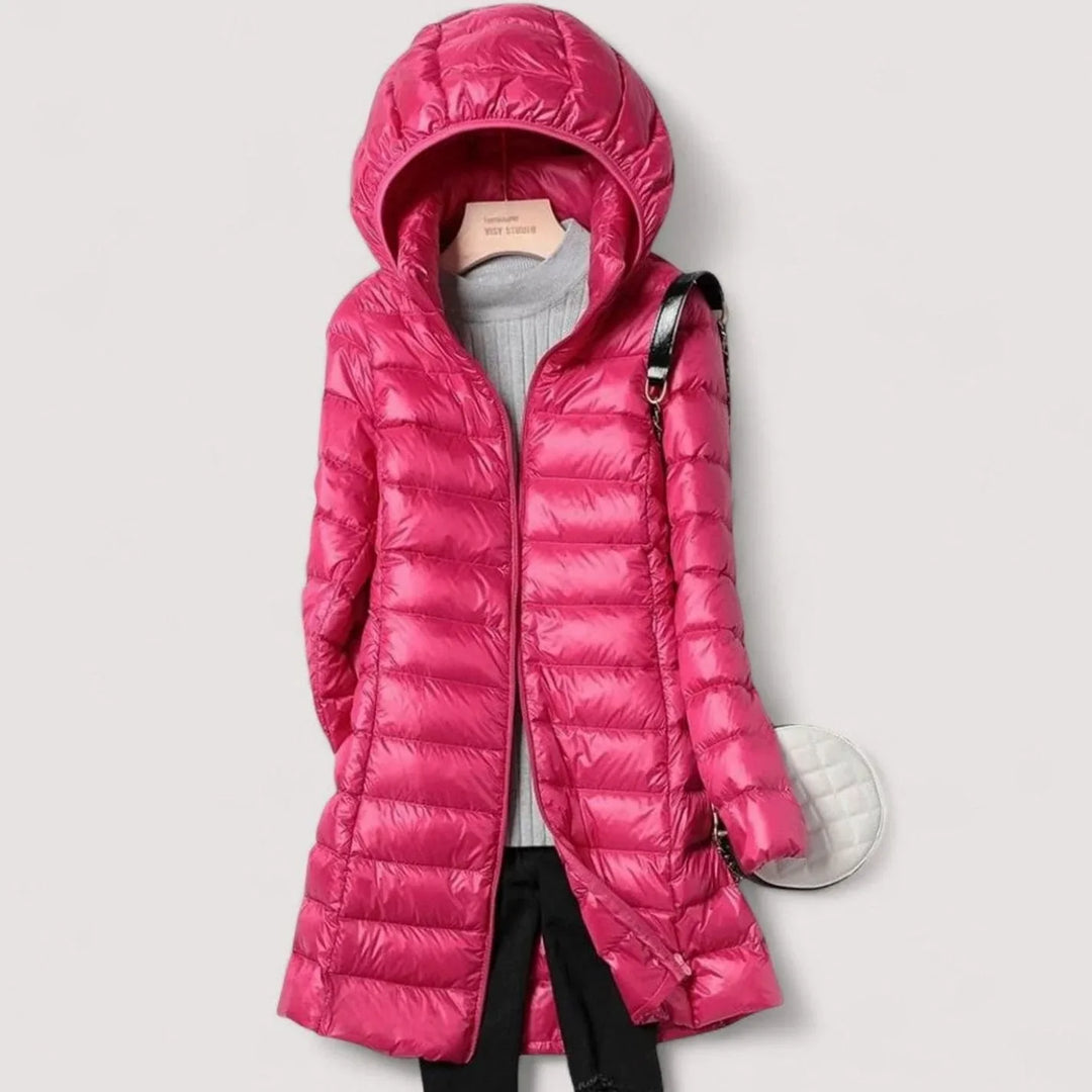 Dames Winterjas gestikt voor kantoor en reizen in Fuchsia