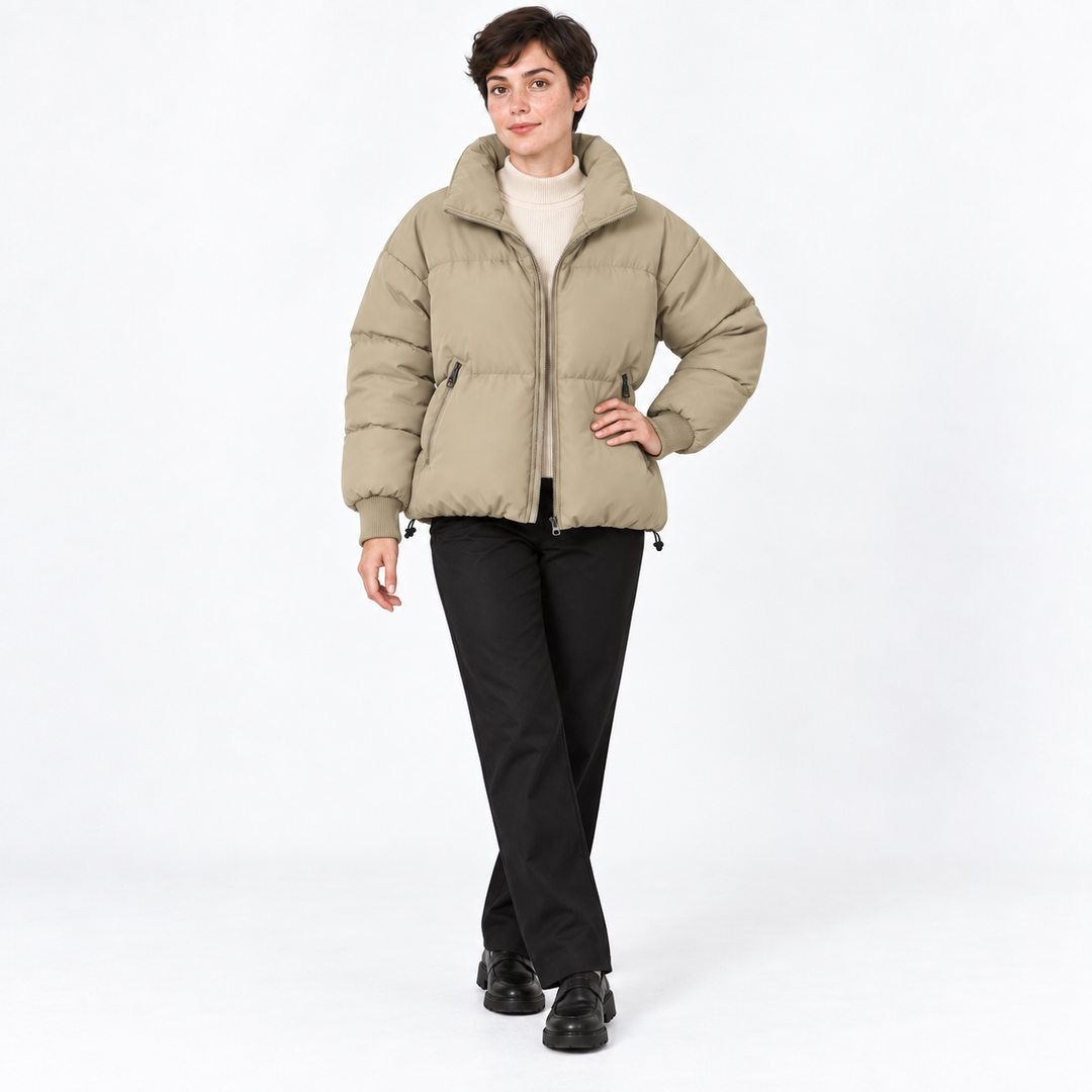 Dames Winterjas Gewatteerde Relaxed Fit in Khaki