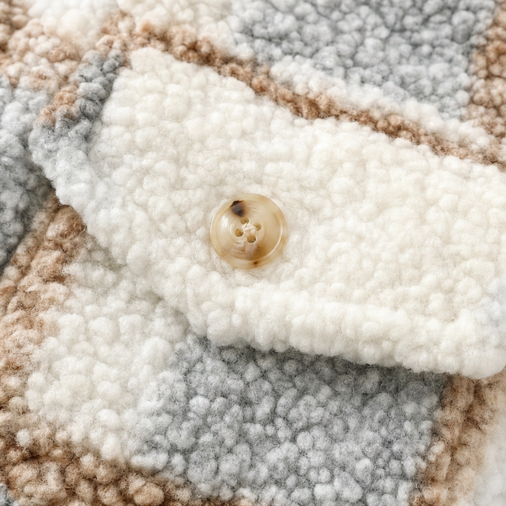 Dames winterjas in karopatroon met sherpa-fleece (7)