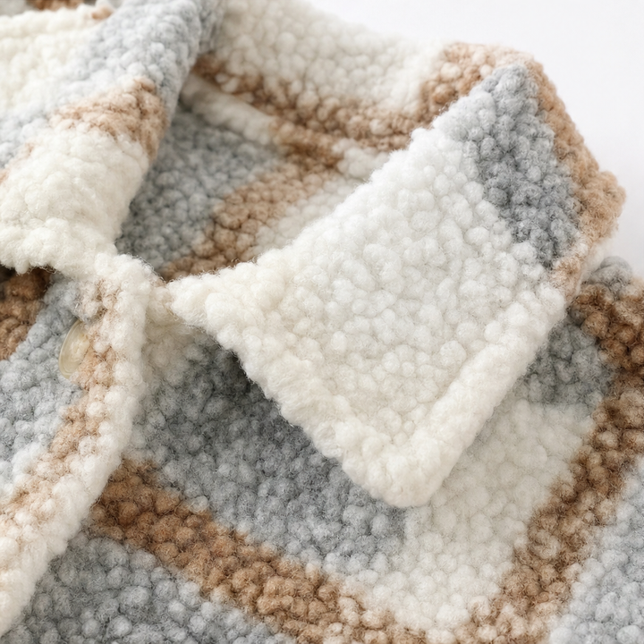 Dames winterjas in karopatroon met sherpa-fleece (8)