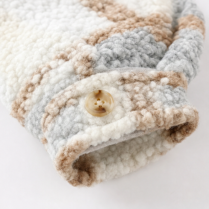 Dames winterjas in karopatroon met sherpa-fleece (9)