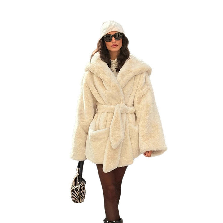Dames winterjas in teddy-stijl met oversized sjaalkraag (5)
