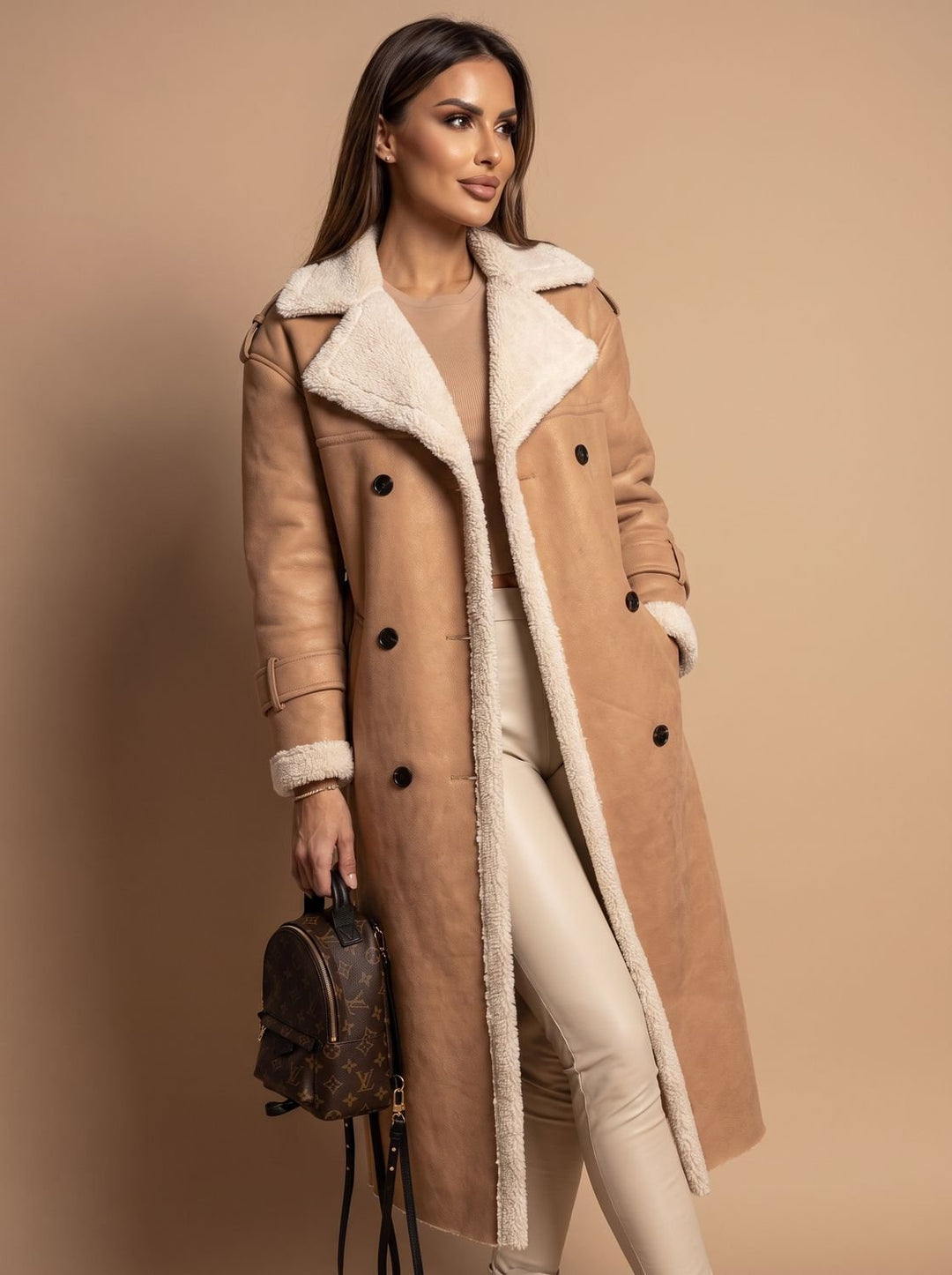 Dames winterjas in trenchstijl met wollen voering (2)
