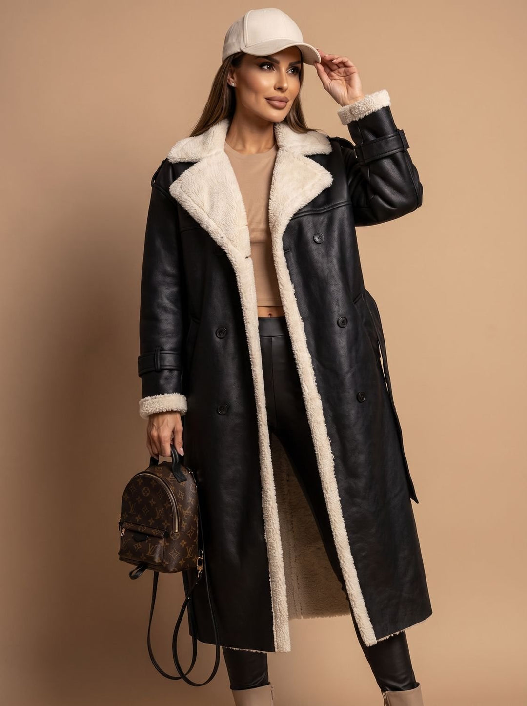 Dames winterjas in trenchstijl met wollen voering (3)