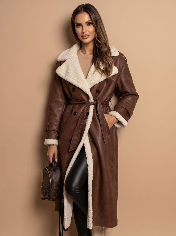 Dames winterjas in trenchstijl met wollen voering (6)