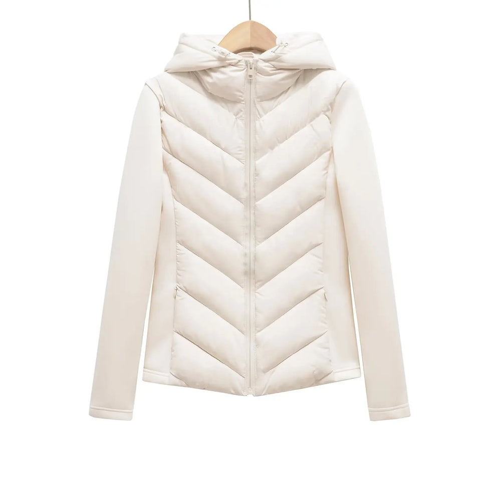 Dames winterjas licht gesteppeld met capuchon in Wit