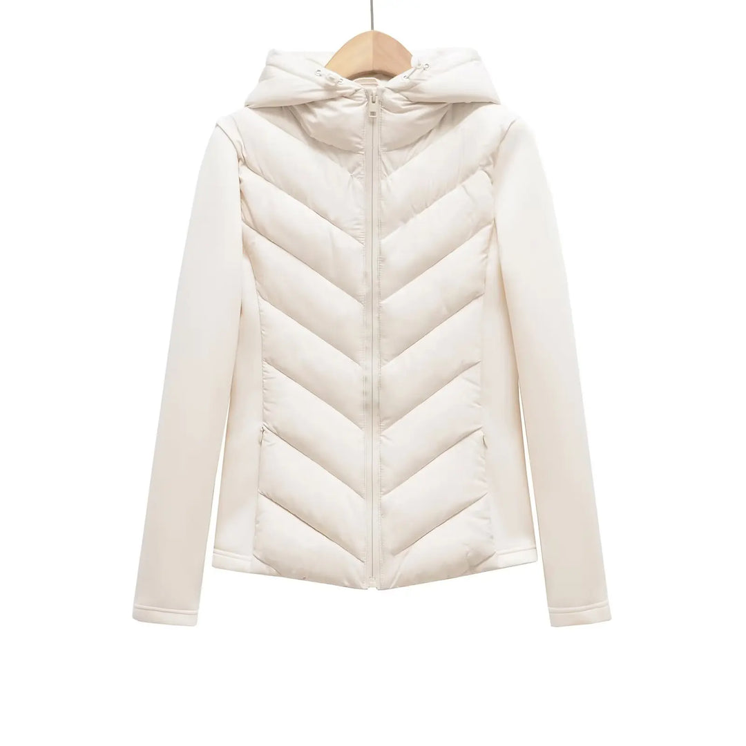 Dames winterjas licht gesteppeld met capuchon in Wit