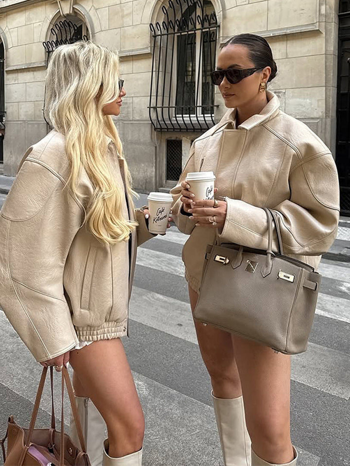 Dames Winterjas met Teddy-Voering Oversized in Khaki