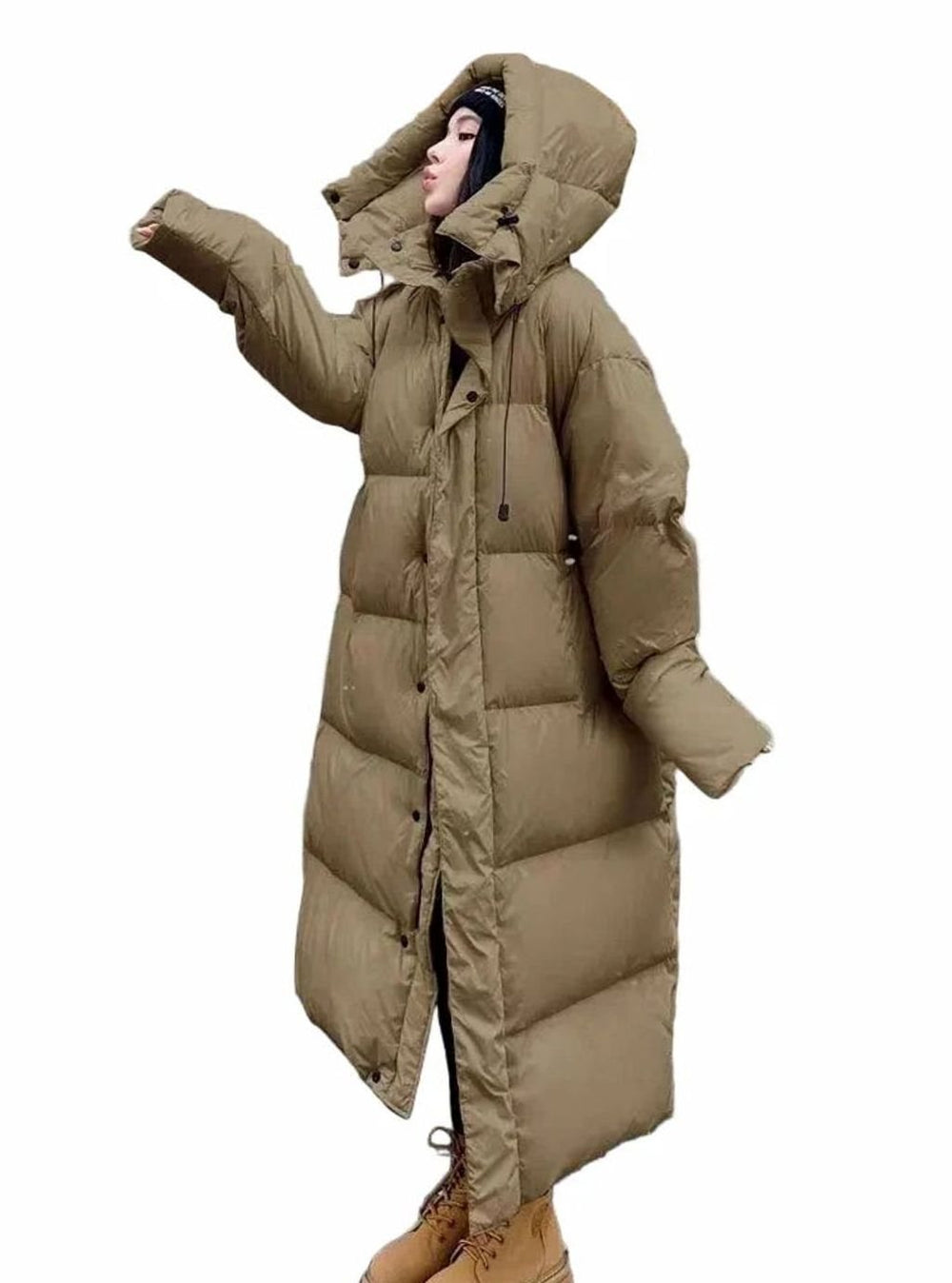 Dames Winterjas Oversized Puffer Capuchon in Groen