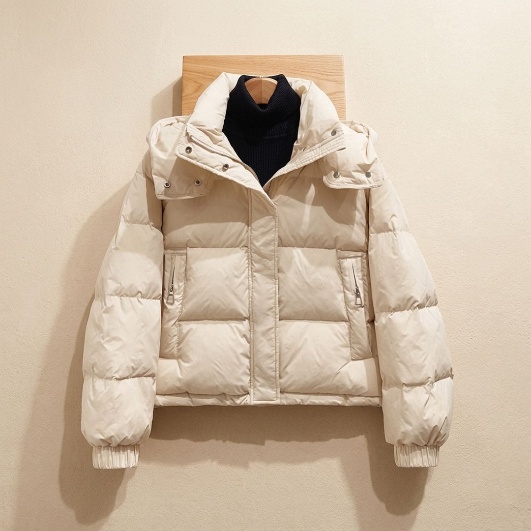 Dames winterjas oversized puffer met capuchon in Beige