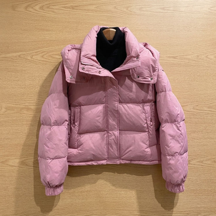 Dames winterjas oversized puffer met capuchon in Roze