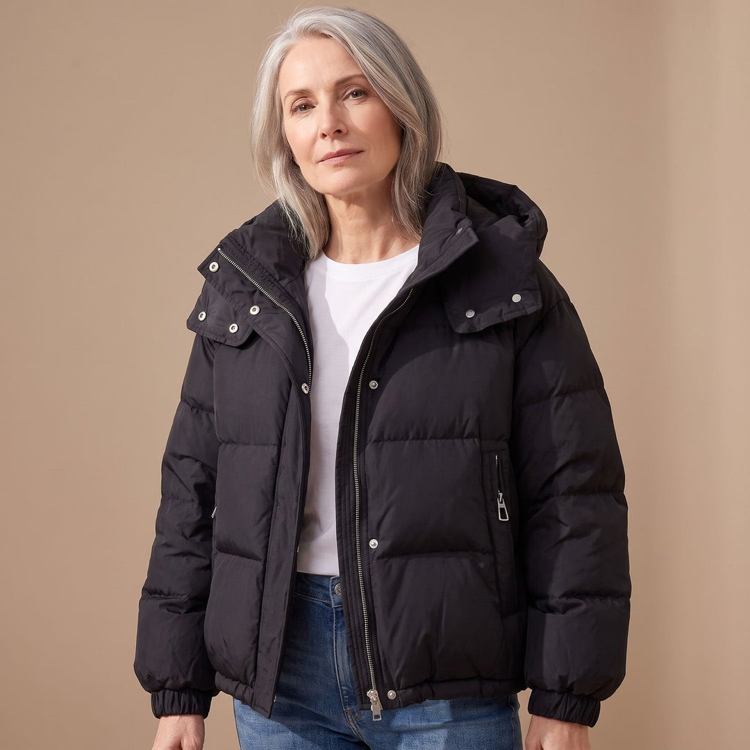 Dames winterjas oversized puffer met capuchon in Zwart