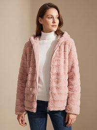 Elin | Dames Winterjas Teddy Nepbont met Capuchon