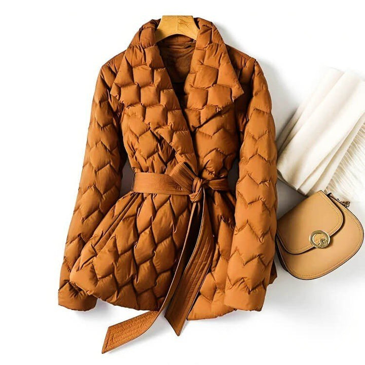 Dames winterjas warm gequilted down in Amber Orange