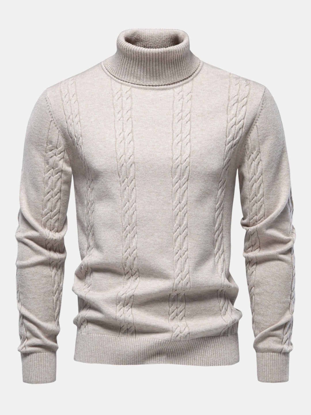 Dames wintertrui kabelsteek turtleneck elegant in Beige