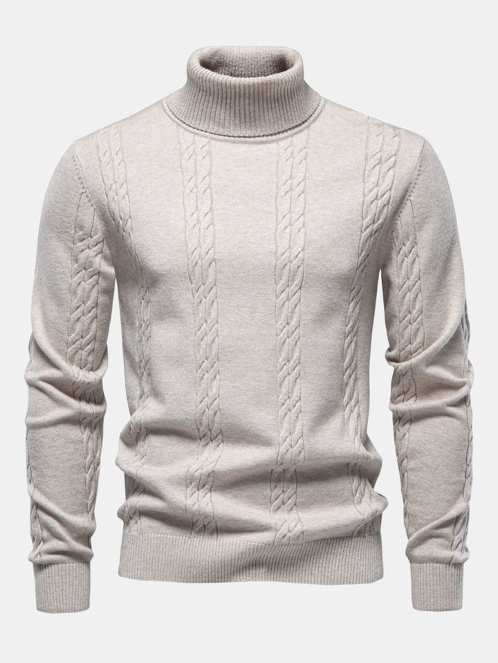 Dames wintertrui kabelsteek turtleneck elegant in Beige