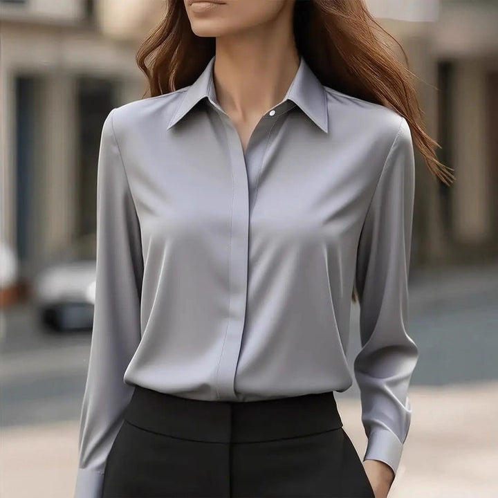 Dames Zijden Blouse Elegant in Grijs