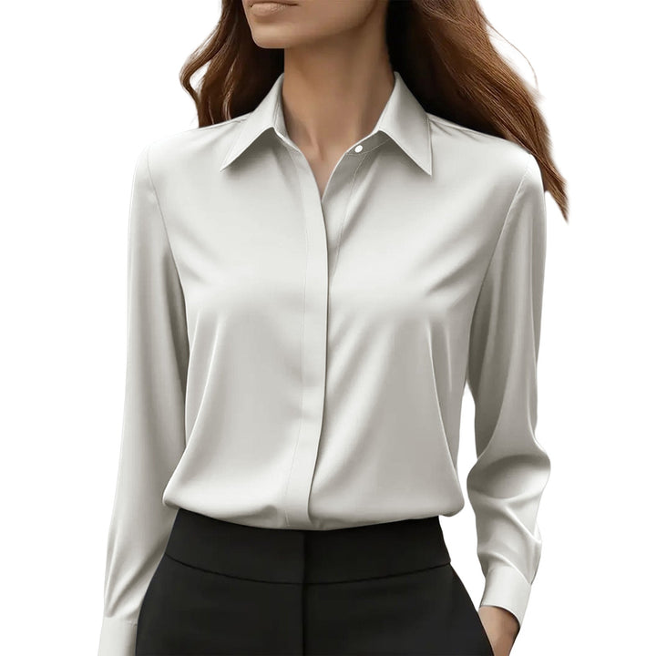 Dames Zijden Blouse Elegant in Lichtgrijs