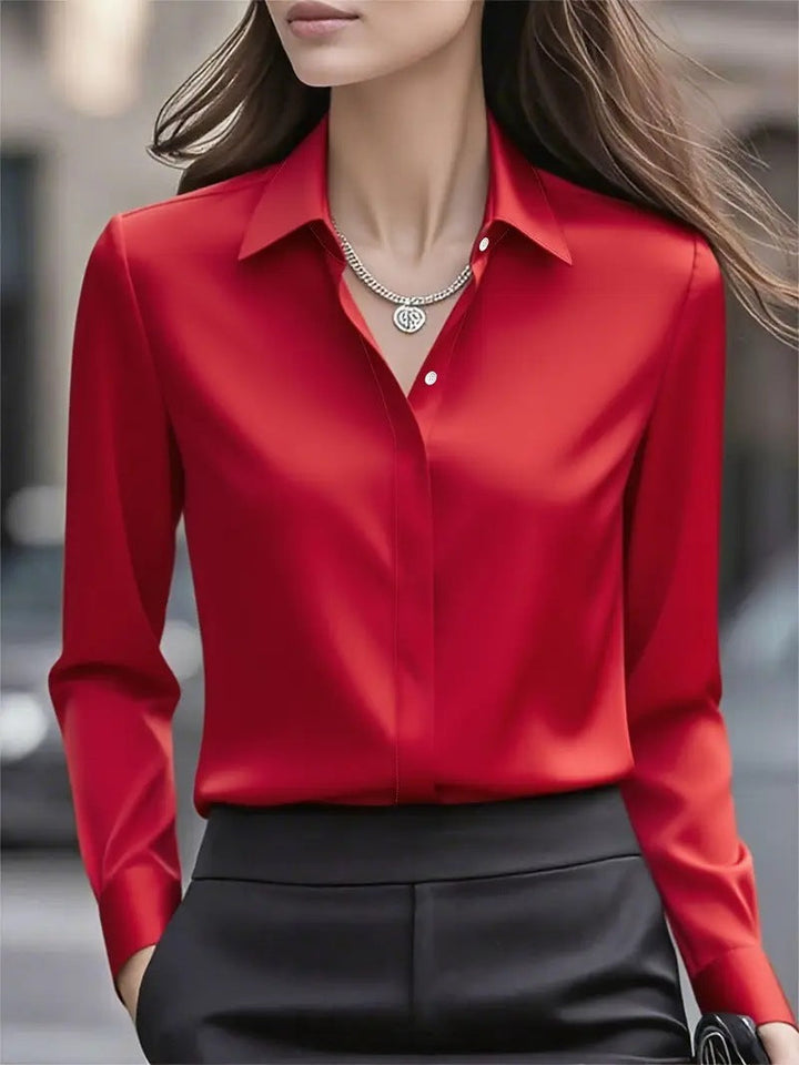 Dames Zijden Blouse Elegant in Rood