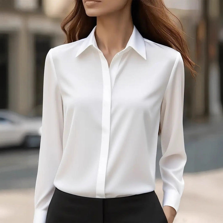 Dames Zijden Blouse Elegant in Wit