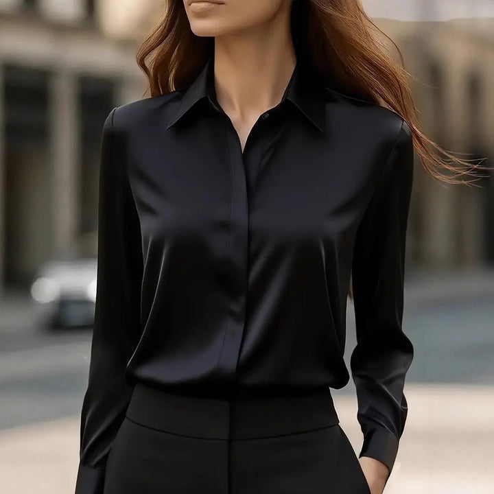 Dames Zijden Blouse Elegant in Zwart