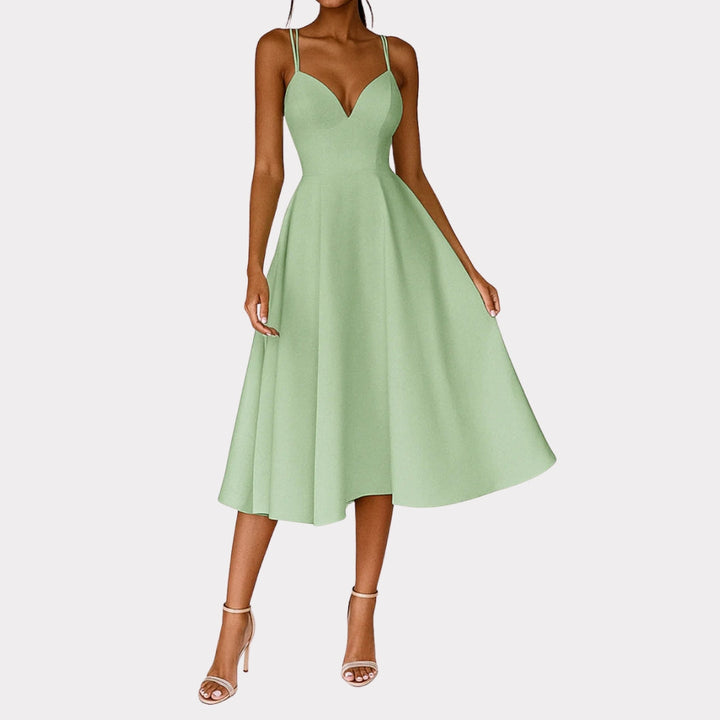 Dames Zomerjurk Midi voor Bruiloften in Groen