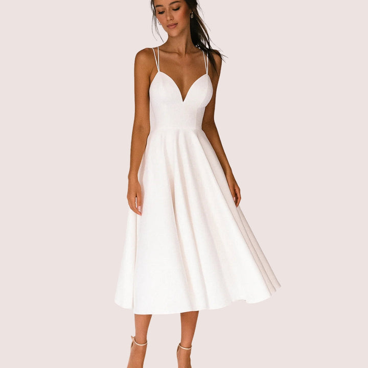 Dames Zomerjurk Midi voor Bruiloften in Wit