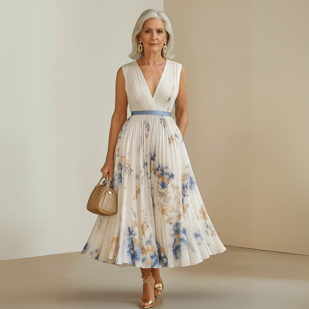Dames zwierige maxi zomerjurk met bloemenprint in Beige 4