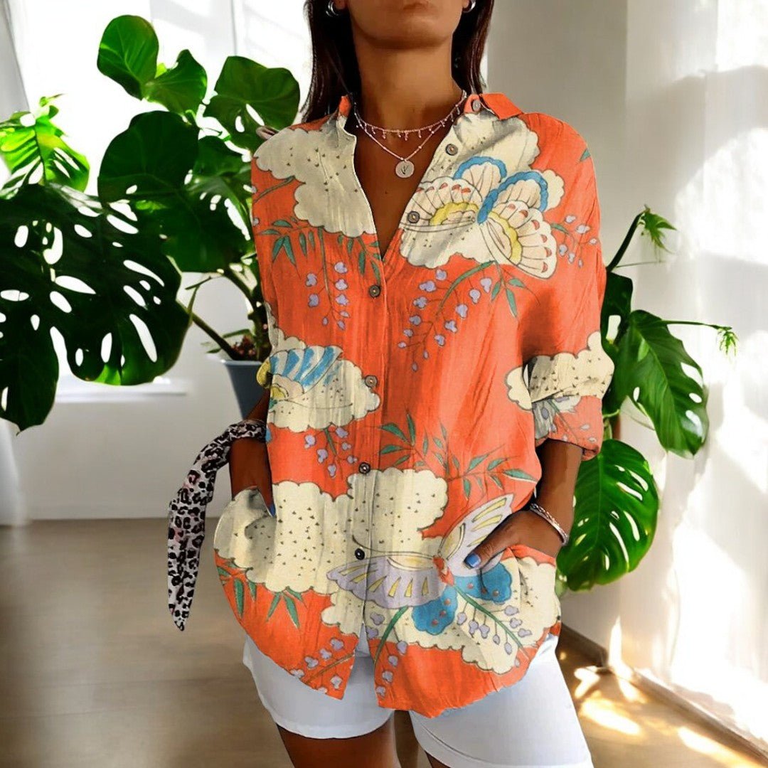 Damesblouse Klassiek voor Alle Seizoenen in Oranje