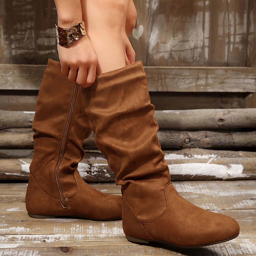 Elegante comfortabele dames laarzen met zijrits (9)