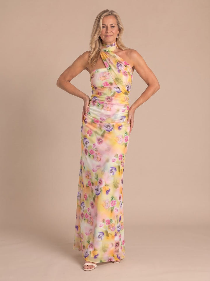 Elegante dames glitter feestjurk maxi in Meerkleurig