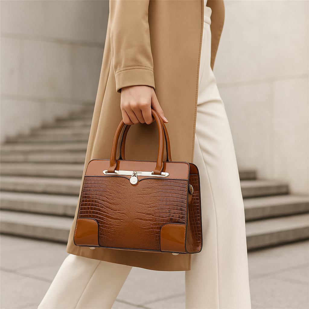 Elegante dames handtas gestructureerd in crocodile (5)