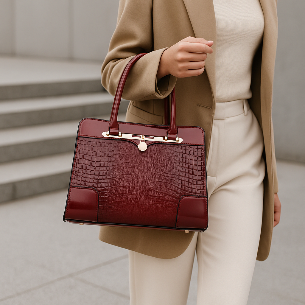 Elegante dames handtas gestructureerd in crocodile (7)