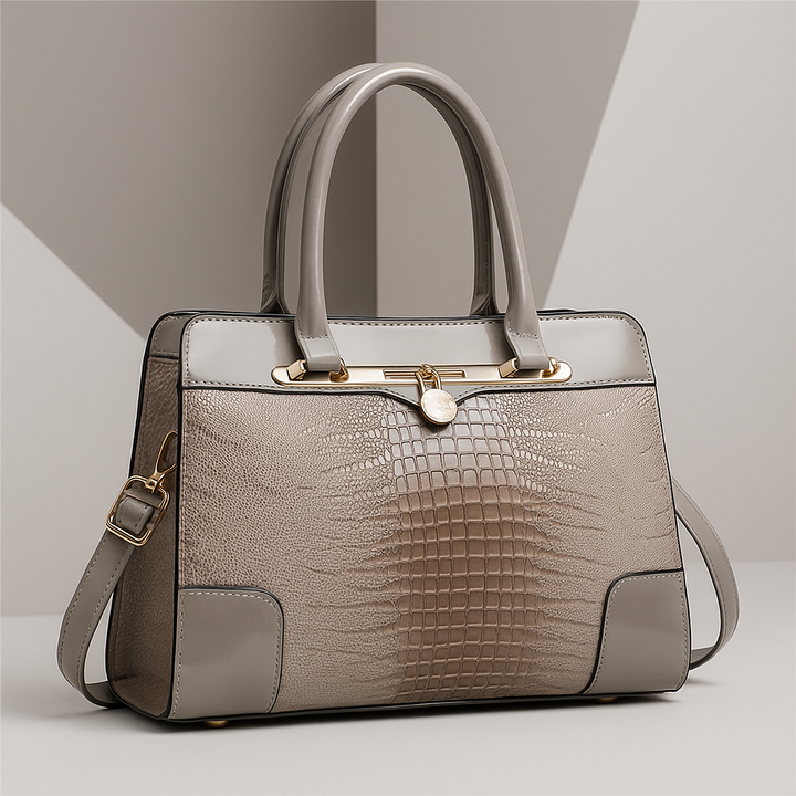 Elegante dames handtas gestructureerd in crocodile in Beige