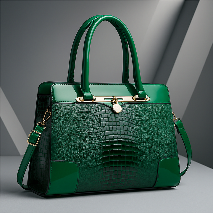 Elegante dames handtas gestructureerd in crocodile in Groen