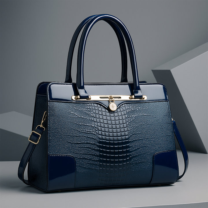Elegante dames handtas gestructureerd in crocodile in Navy Blue (Almost sold out)
