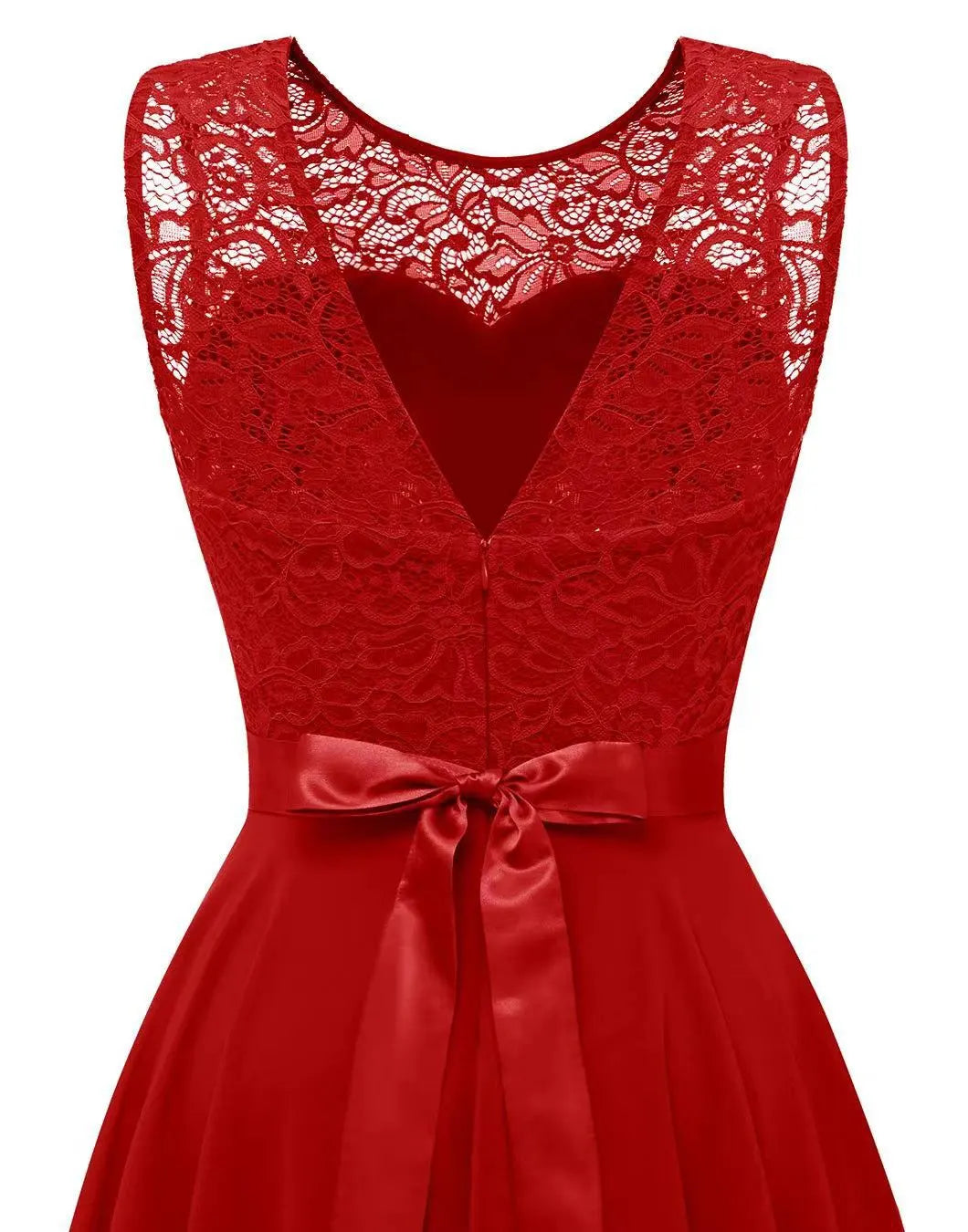 Elegante dames High-Low jurk voor bruiloftsgasten in Donkerrood 2