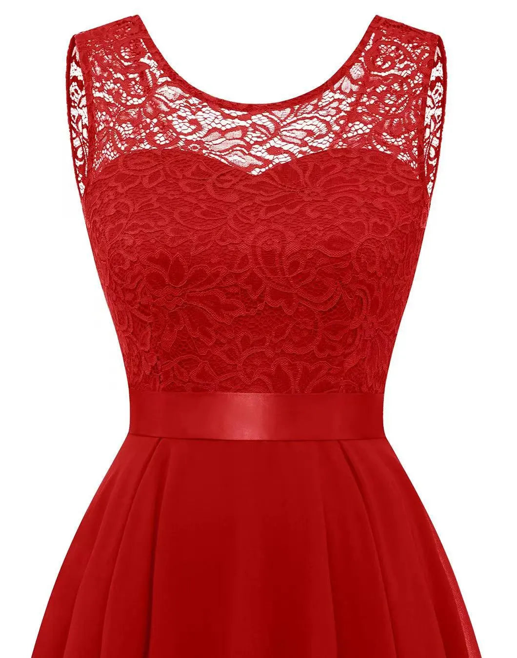 Elegante dames High-Low jurk voor bruiloftsgasten in Donkerrood 3