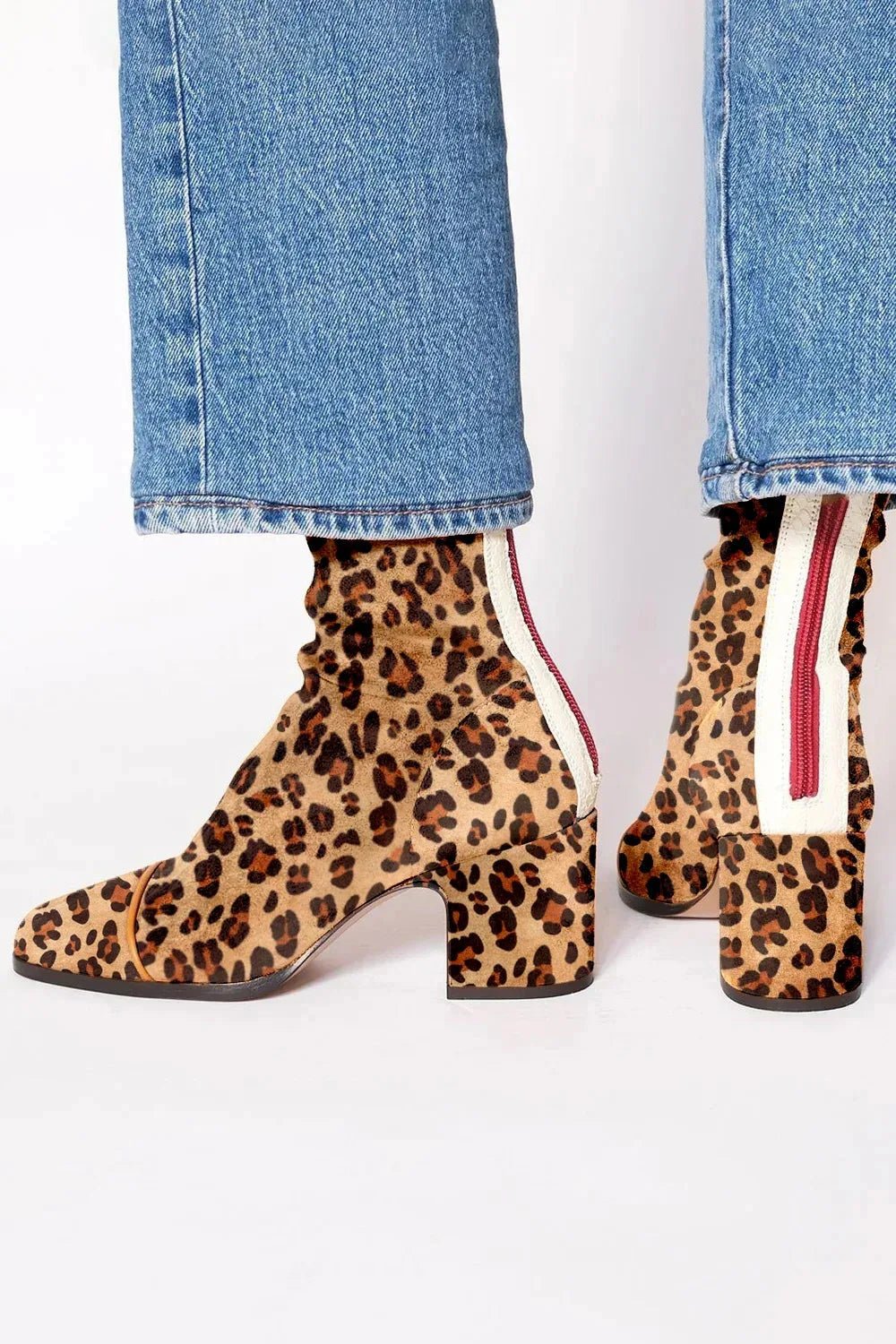Elegante Dames Laarzen Suede met Blokhak in Leopard-print
