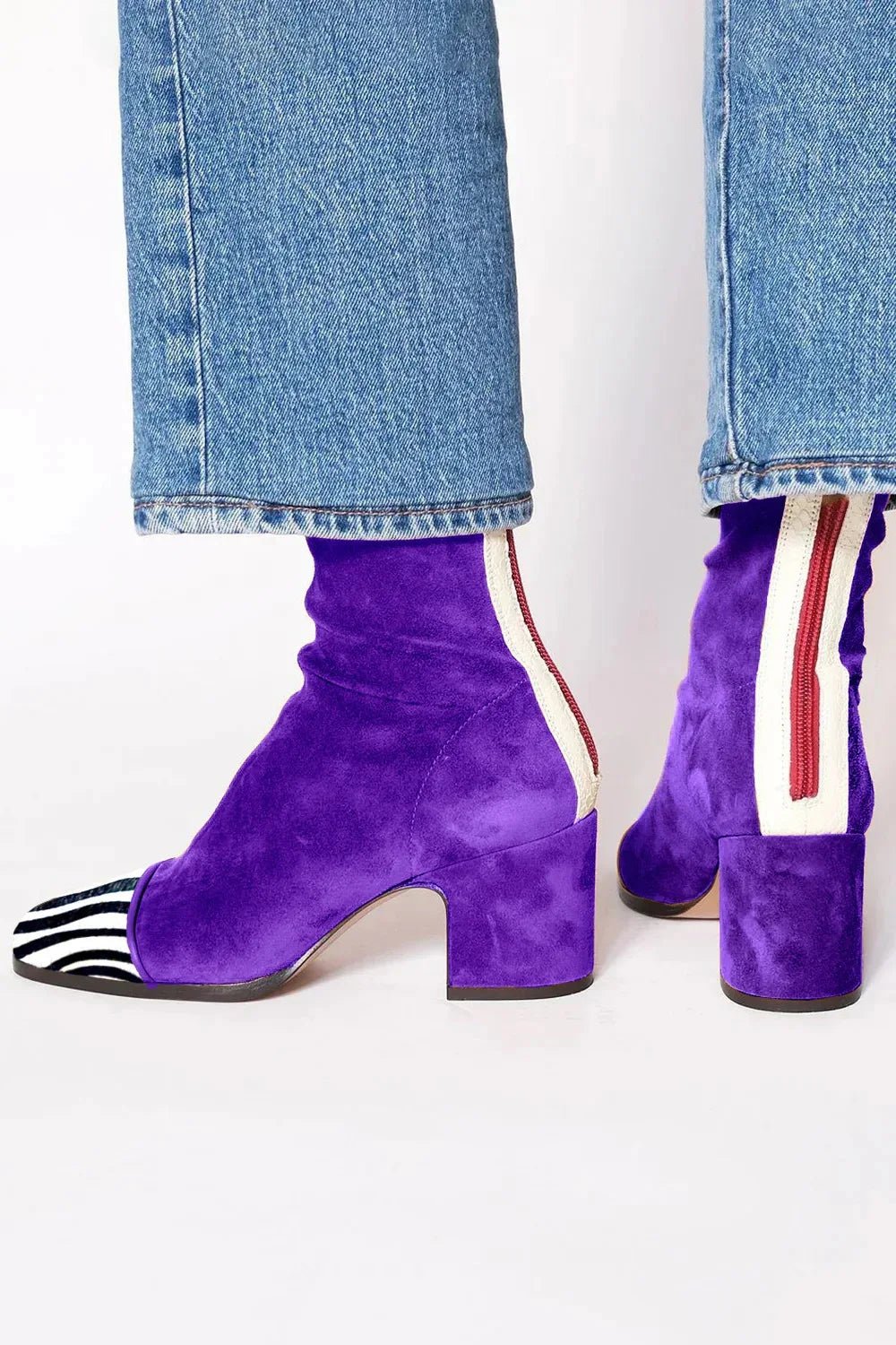 Elegante Dames Laarzen Suede met Blokhak in Paars