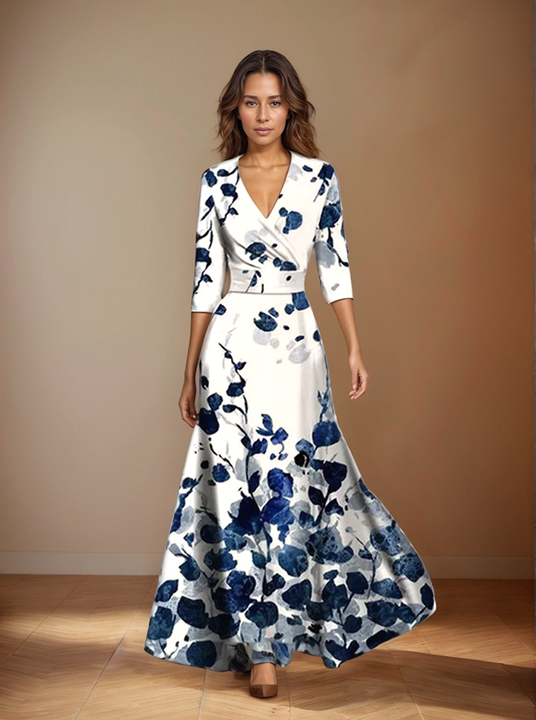 Elegante dames midi jurk voor feest in Donkerwit