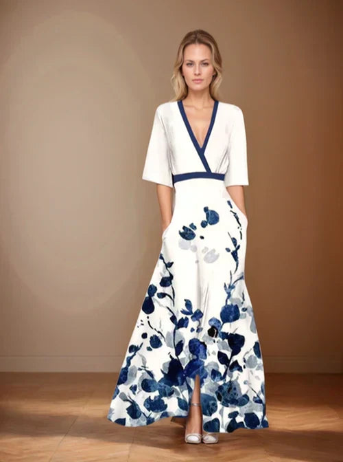 Elegante dames midi jurk voor feest in Wit