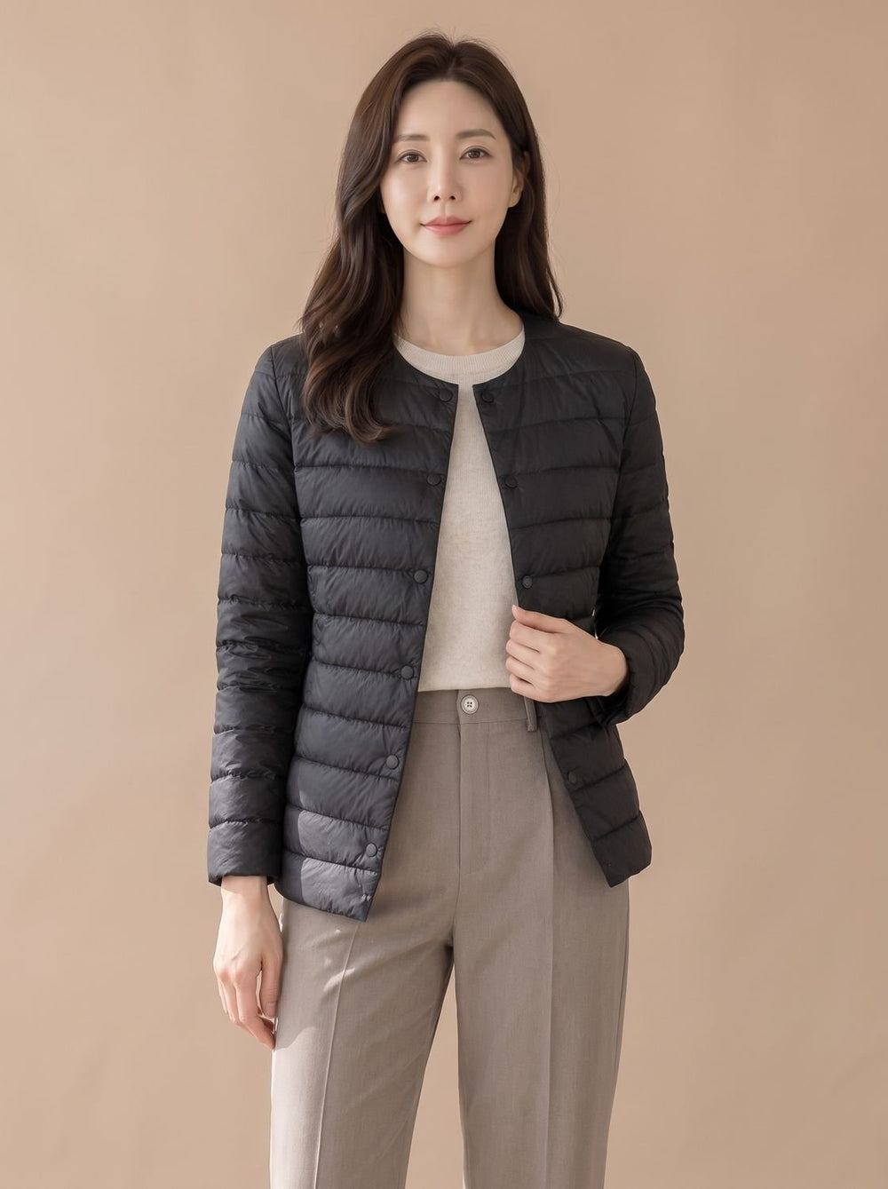 Elegante Dames Winterjas Gestikt Slim-Fit (2)