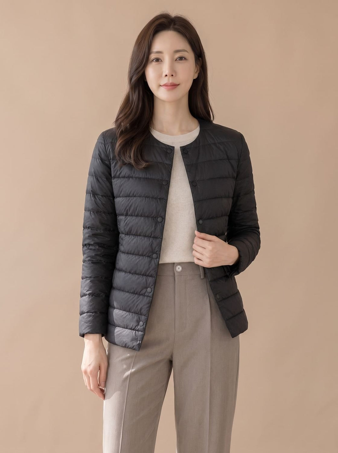 Elegante Dames Winterjas Gestikt Slim-Fit (2)